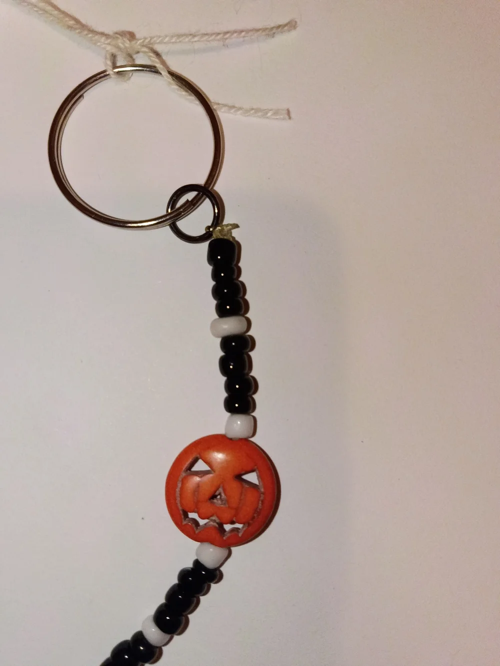 Kids Halloween Pumpkin Bead Keychain - Orange and Black